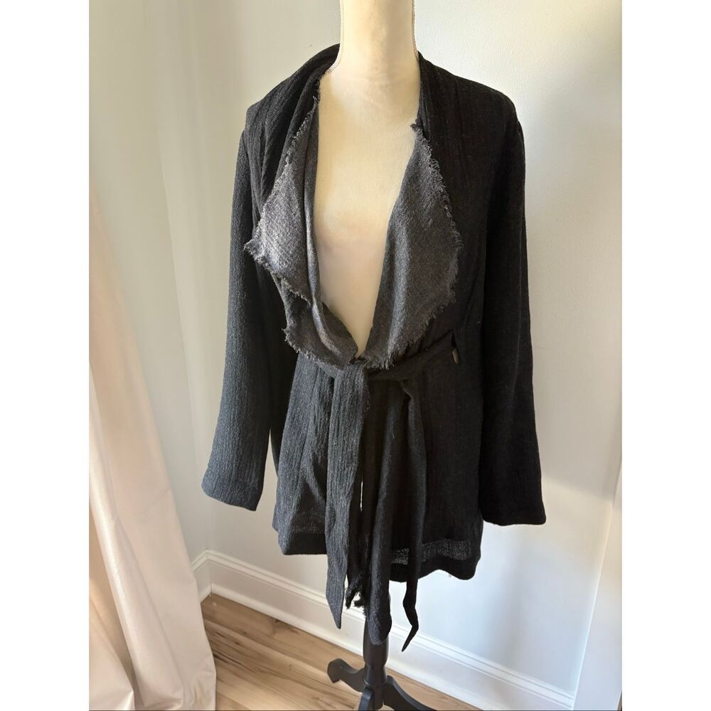 Isda & Co Textured Trench Coat Cardigan Raw Hem size M Lagenlook Avant Garde